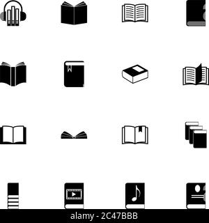Icône Livres - développez-la à n'importe quelle taille - changez de couleur. Perfect Flat Vector contient des icônes telles que la Bible, la vidéo, la musique, l'ebook, le bloc-notes ouvert, les signets Illustration de Vecteur