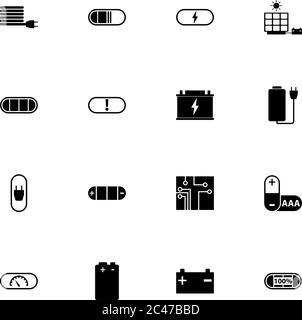 Icône de batterie - développez-la à n'importe quelle taille - changez de couleur. Perfect Flat Vector contient des icônes telles que l'accumulateur de voiture, la charge, la puce, le pl électrique Illustration de Vecteur