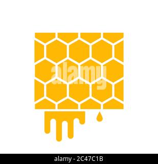 Nid d'abeille avec miel fluide. Modèle de conception d'icône de vecteur de logo. Illustration de Vecteur