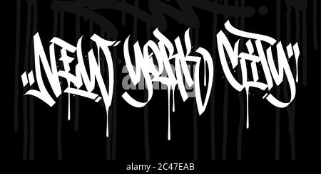 Mot New York Hip Hop écrit à la main Graffiti style Typographie vecteur Illustration Art Illustration de Vecteur