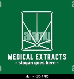 Modèle de logo de conception d'extraits médicaux. Logo de feuille de marijuana médicinale. Illustration de Vecteur