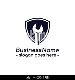 Modèle de conception du logo de réparation de bouclier. Vecteur et illustration. Illustration de Vecteur
