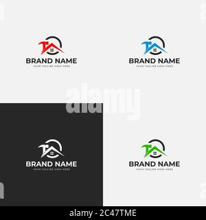 Cercle maison réparation logo modèle dessin illustration vectorielle. Maison outils de construction conception vectorielle. Construction de maison logo design d'icône. Illustration de Vecteur