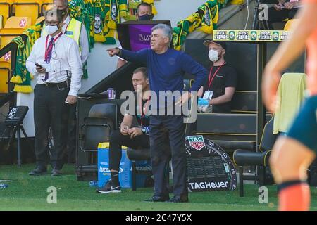 Norwich, Royaume-Uni. 24 juin 2020. Carlo Ancelotti, directeur d'Everton, lors du match de la première ligue entre Norwich City et Everton à Carrow Road, Norwich. Photo de David Horn. Crédit : images Prime Media/Alamy Live News Banque D'Images