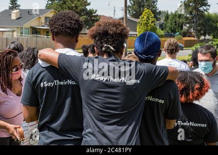 Tacoma, WA, USA 6/19/2020, rassemblement de jeunes et mars pour dire leurs noms, Black Lives Mater au parc de Wapato Banque D'Images