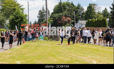 Tacoma, WA, USA 6/19/2020, rassemblement de jeunes et mars pour dire leurs noms, Black Lives Mater au parc de Wapato Banque D'Images