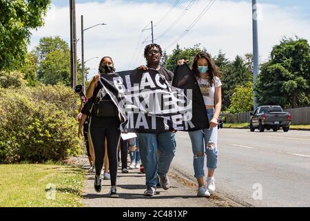 Tacoma, WA, USA 6/19/2020, rassemblement de jeunes et mars pour dire leurs noms, Black Lives Mater au parc de Wapato Banque D'Images