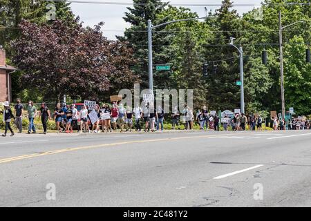 Tacoma, WA, USA 6/19/2020, rassemblement de jeunes et mars pour dire leurs noms, Black Lives Mater au parc de Wapato Banque D'Images