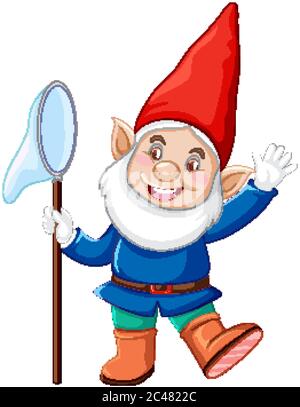 GNOME avec insact accrocheur dans le personnage de dessin animé sur fond blanc illustration Illustration de Vecteur