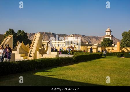 Jaipur inde 24 décembre 2016: Jantar Mantar , un site d'observation astronomique, construit au début du XVIIIe siècle; Banque D'Images