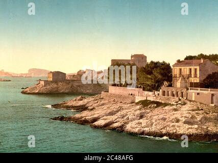 Corniche Road, Marseille, France, vers 1900 Banque D'Images