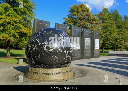 Mémorial de la Seconde Guerre mondiale dans le parc national du centre commercial Bicentennial Capitol Mall, Nashville, Tennessee, États-Unis Banque D'Images