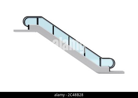 Escalier moderne ou escalier électrique sur fond blanc. Rendu 3d Banque D'Images