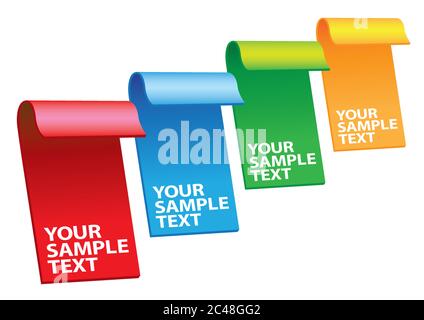 Illustration vectorielle d'étiquettes de 4 couleurs avec espaces de copie Illustration de Vecteur