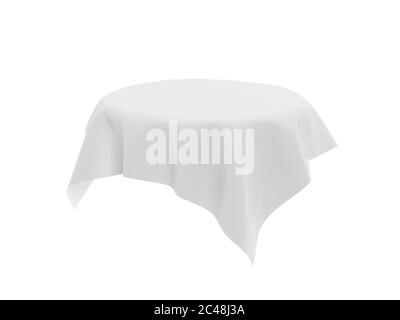 Nappe blanche sur table ronde invisible. illustration du rendu 3d Banque D'Images