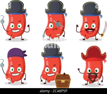 Personnage de dessin animé de saucisse avec divers pirates émoticônes Illustration de Vecteur