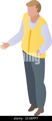 Icône de gilet jaune croupier, style isométrique Illustration de Vecteur
