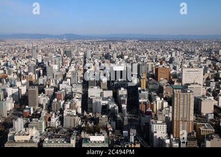 Vue aérienne de la ville de Nagoya au Japon depuis la tour de Midland Square. Banque D'Images