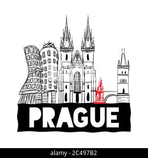 Prague dessiné à la main. Illustration vectorielle EPS 10. Illustration de Vecteur