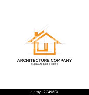 Design de logo d'architecture de maison avec grille de ligne de l'immobilier invesment logo illustration vectorielle Illustration de Vecteur