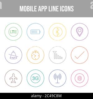 Jeu d'icônes d'applications mobiles uniques Illustration de Vecteur