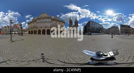 Vue panoramique à 360° de Photo à 360 degrés, place du marché, Brême, Allemagne