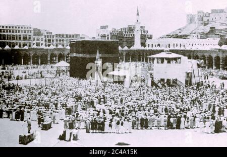 Arabie Saoudite Photographie noir et blanc historique de pèlerinage à Makkah Banque D'Images