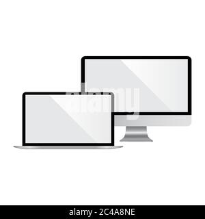 Moniteur et ordinateur portable réalistes Illustration de Vecteur