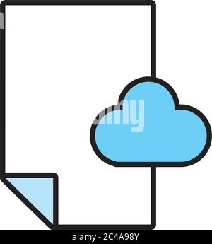 document papier avec ligne de cloud computing et style de remplissage icône vectorisation de conception d'illustration Illustration de Vecteur