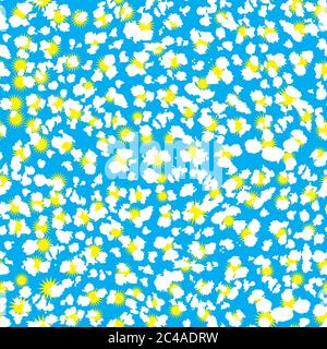 motif fantaisie sans couture avec pointillés jaunes et blancs sur fond bleu clair Illustration de Vecteur