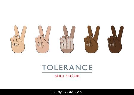 Arrêter le racisme concept de paix et de tolérance avec les mains dans différentes couleurs illustration vectorielle EPS10 Illustration de Vecteur