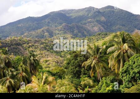 Vue sur Pico Turquino, couvert de jungle, à Cuba Banque D'Images