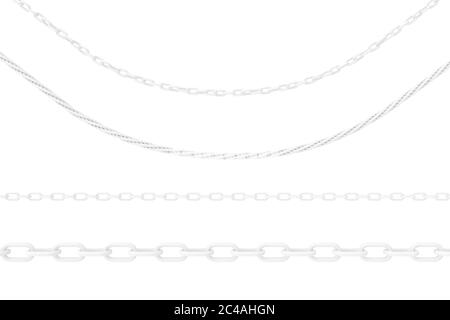 Ensemble de bijoux chaînes blanches de différentes formes dans le style argile sur un fond blanc. Rendu 3d Banque D'Images