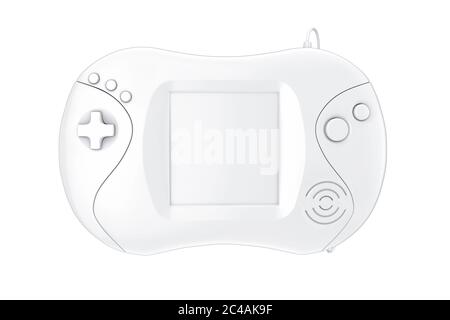 Blanc blanc blanc ancien portable de jeu vidéo Console oin Clay style sur un fond blanc 3D Rendering Banque D'Images