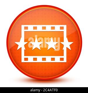 Icône de critiques de film isolée sur l'étoile brillante orange bouton rond illustration abstraite Banque D'Images