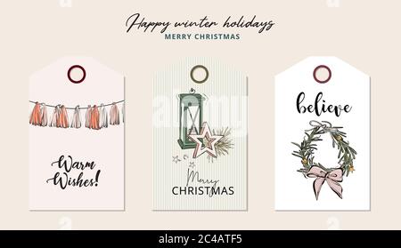 Illustration cadeau de Noël drôle, couronne et bougie avec message d'accueil. Citation moderne de Noël joyeux, vacances d'hiver art. Imprimé t-shirt, salutation Illustration de Vecteur