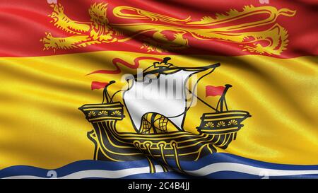 Drapeau de la province du Nouveau-Brunswick, Canada, illustration 3D Banque D'Images