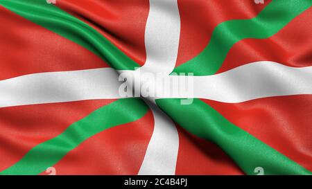 Drapeau de la région pays Basque, Espagne, illustration 3D Banque D'Images