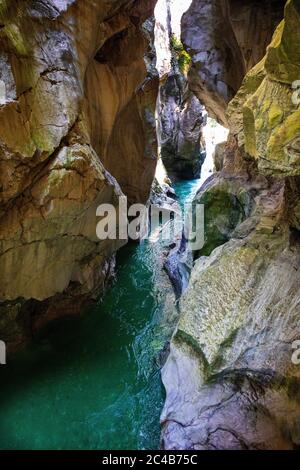 Gorge sombre, Lammeroefen, Lammerklamm, Lammer River, Scheffau, Tennenggebirge, Salzburger Land, province de Salzbourg, Autriche Banque D'Images