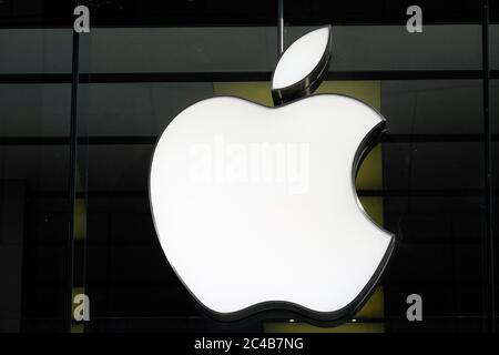 Logo Apple, Apple Store, Rosenstrasse, Munich, Bavière, Allemagne Banque D'Images