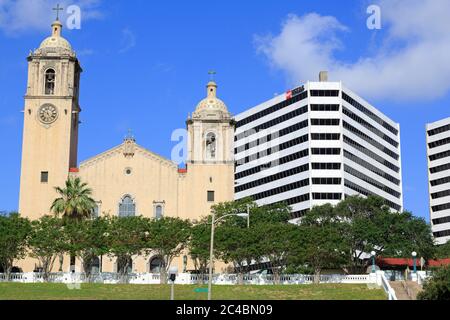 Spohn Park & Cathedral, Corpus Christi, Texas, États-Unis Banque D'Images