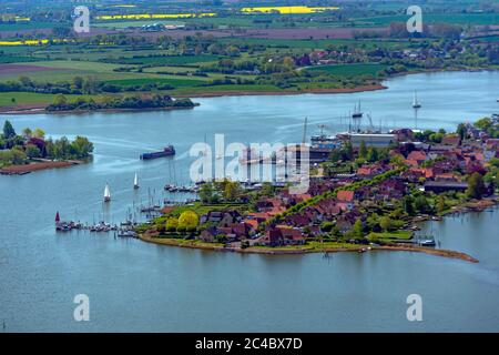 Arnis, plus petite ville du nord de l'Allemagne, vue aérienne, Allemagne, Schleswig-Holstein, Arnis Banque D'Images