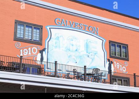 Murale dans le quartier historique de Strand, Galveston, Texas, États-Unis Banque D'Images