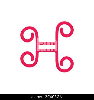 logo vectoriel en forme de boucle de lettre h. Illustration de Vecteur