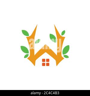 lettre w maison naturelle simple géométrique logo vecteur Illustration de Vecteur