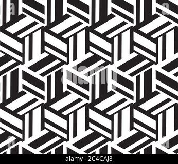Motif sans couture avec bandes noires et blanches (cube) Illustration de Vecteur