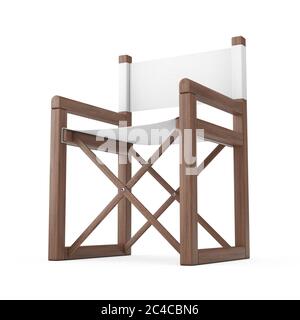 Directeur ou chaise de jardin moderne en bois sur fond blanc. Rendu 3d Banque D'Images