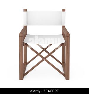 Directeur ou chaise de jardin moderne en bois sur fond blanc. Rendu 3d Banque D'Images