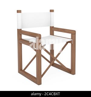 Directeur ou chaise de jardin moderne en bois sur fond blanc. Rendu 3d Banque D'Images