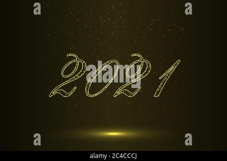 Bonne année 2021 fond or avec projecteur Illustration de Vecteur